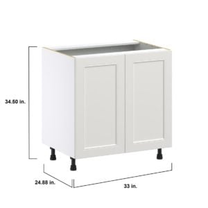 Wisteria Painted Light Gray Recessed Assembled Base Cabinet with 2 Full High Doors (33 in. W X 34.5 in. H X 24 in. D)