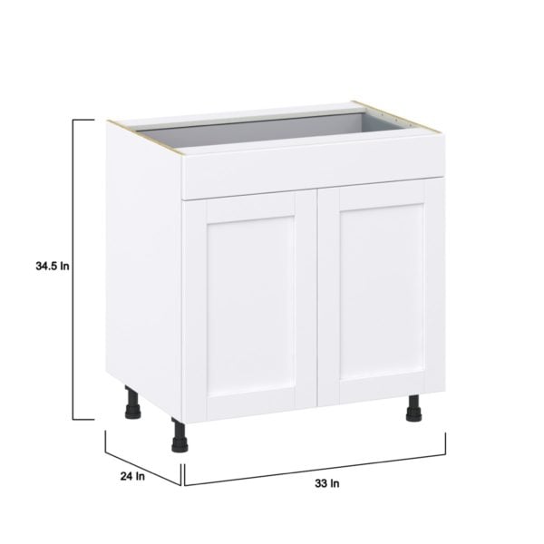 Jasmine Painted Warm White  Shaker Assembled Base Cabinet with 2  Doors and 1 Drawer (33 in. W X 34.5 in. H X 24 in. D)