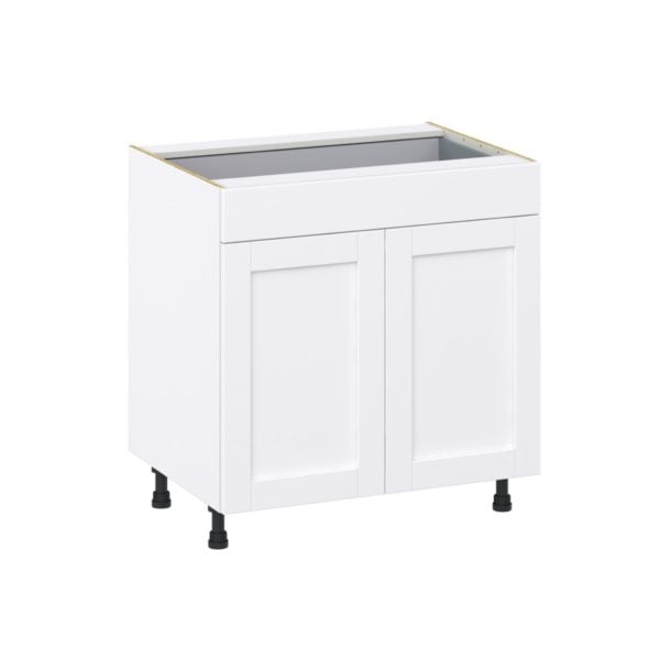 Jasmine Painted Warm White  Shaker Assembled Base Cabinet with 2  Doors and 1 Drawer (33 in. W X 34.5 in. H X 24 in. D)