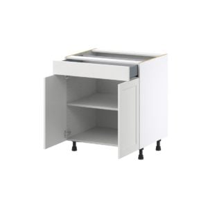 Magnolia Painted Bright White Recessed Assembled Base Cabinet with 2  Doors and 1 Drawer (33 in. W X 34.5 in. H X 24 in. D)