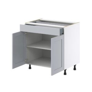 Sea Holly Light Gray  Shaker Assembled Base Cabinet with 2  Doors and 1 Drawer (33 in. W X 34.5 in. H X 24 in. D)