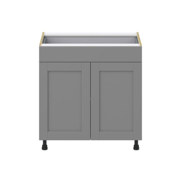 Willow Painted Slate Gray  Shaker Assembled Base Cabinet with 2  Doors and 1 Drawer (33 in. W X 34.5 in. H X 24 in. D)