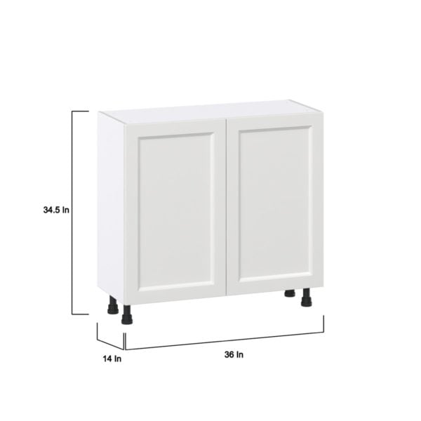 Magnolia Painted Bright White Recessed Assembled Shallow Base Cabinet with 2 Full High Doors (36 in. W x 34.5 in. H x 14 in. D)