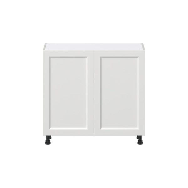 Magnolia Painted Bright White Recessed Assembled Shallow Base Cabinet with 2 Full High Doors (36 in. W x 34.5 in. H x 14 in. D)