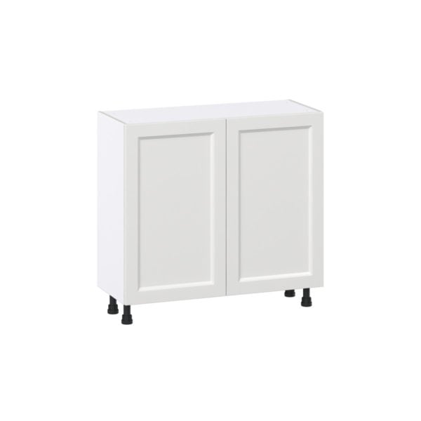 Magnolia Painted Bright White Recessed Assembled Shallow Base Cabinet with 2 Full High Doors (36 in. W x 34.5 in. H x 14 in. D)