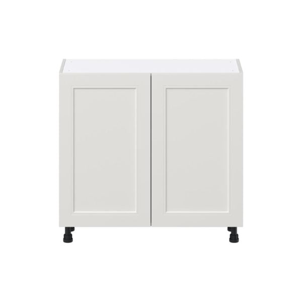 Wisteria Painted Light Gray Recessed Assembled Shallow Base Cabinet with 2 Full High Doors (36 in. W x 34.5 in. H x 14 in. D)