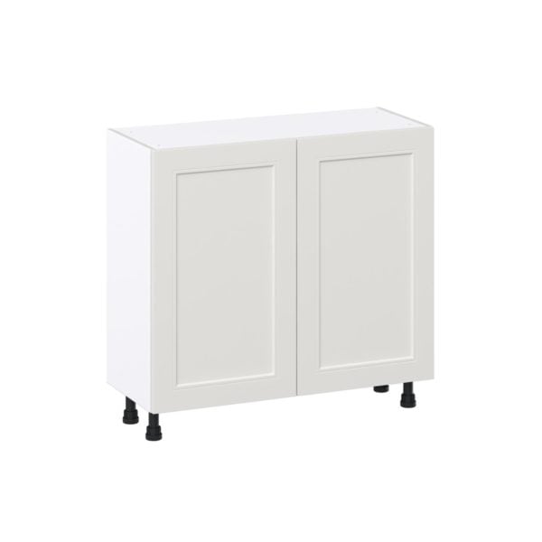 Wisteria Painted Light Gray Recessed Assembled Shallow Base Cabinet with 2 Full High Doors (36 in. W x 34.5 in. H x 14 in. D)