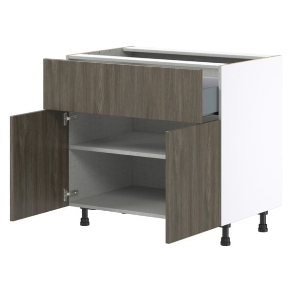 Cordyline Textured Slab Walnut Assembled Base Cabinet with 1 Door and 10 in. Drawer (36 in. W x 34.5 in. H x 24 in. D)