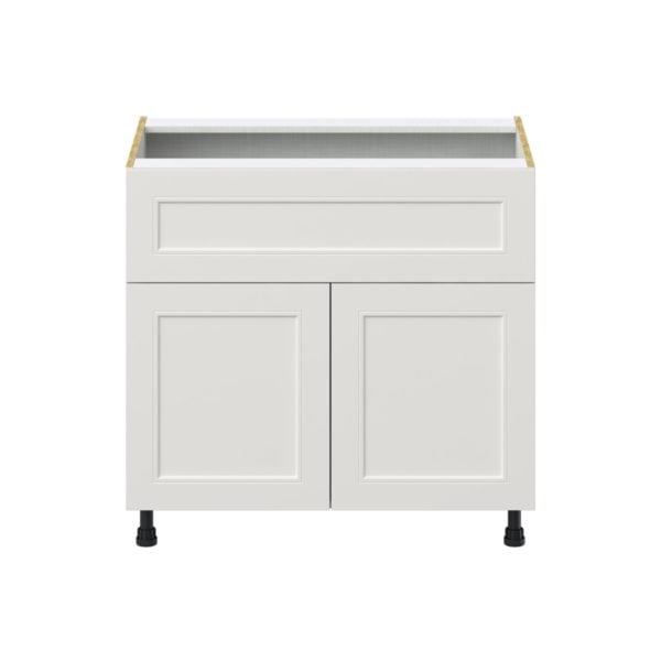 Wisteria Painted Light Gray Recessed Assembled Base Cabinet with 1 Door and 10 in. Drawer (36 in. W x 34.5 in. H x 24 in. D)