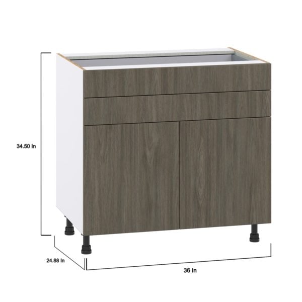 Cordyline Textured Slab Walnut Assembled Base Cabinet with Two Doors and Two 5 in. Drawers (36 in. W x 34.5 in. H x 24 in. D)