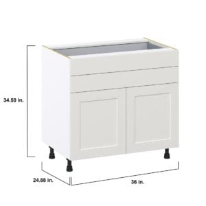 Wisteria Painted Light Gray Recessed Assembled Base Cabinet with Two Doors and Two 5 in. Drawers (36 in. W x 34.5 in. H x 24 in. D)