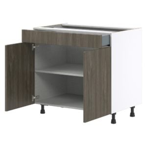 Cordyline Textured Slab Walnut Assembled Base Cabinet with 2  Doors and 1 Drawer (36 in. W x 34.5 in. H x 24 in. D)