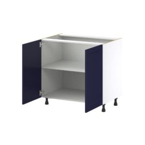 Camellia Painted Midnight Blue Recessed Assembled Base Cabinet with 2 Full High Doors (36 in. W x 34.5 in. H x 24 in. D)