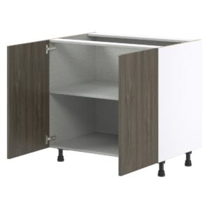 Cordyline Textured Slab Walnut Assembled Base Cabinet with 2 Full High Doors (36 in. W x 34.5 in. H x 24 in. D)