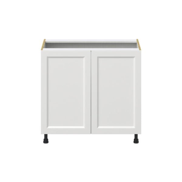 Magnolia Painted Bright White Recessed Assembled Base Cabinet with 2 Full High Doors and 3 Inner Drawers (36 in. W x 34.5 in. H x 24 in. D)