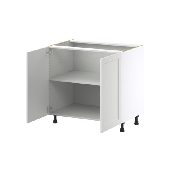 Magnolia Painted Bright White Recessed Assembled Base Cabinet with 2 Full High Doors (36 in. W x 34.5 in. H x 24 in. D)