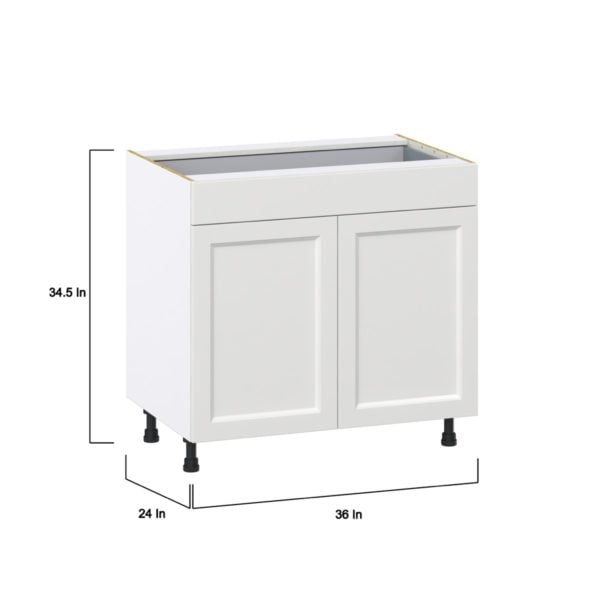 Magnolia Painted Bright White Recessed Assembled Base Cabinet with 2  Doors and 1 Drawer (36 in. W x 34.5 in. H x 24 in. D)