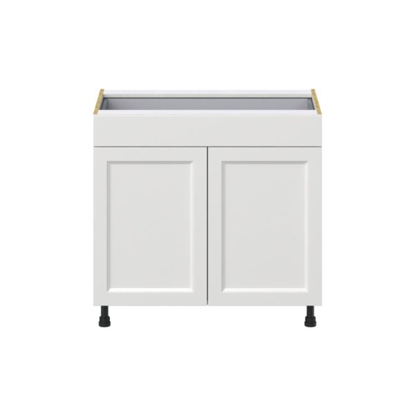 Magnolia Painted Bright White Recessed Assembled Base Cabinet with 2  Doors and 1 Drawer (36 in. W x 34.5 in. H x 24 in. D)