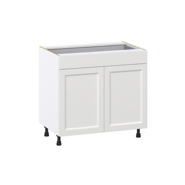 Magnolia Painted Bright White Recessed Assembled Base Cabinet with 2  Doors and 1 Drawer (36 in. W x 34.5 in. H x 24 in. D)