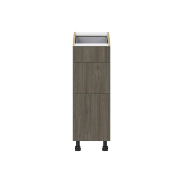 Cordyline Textured Slab Walnut Assembled Base Cabinet with 3 Drawers (12 in. W X 34.5 in. H X 24 in. D)