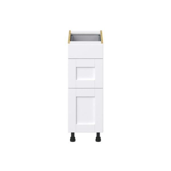 Dahlia Bright White  Shaker Assembled Base Cabinet with 3 Drawers (12 in. W X 34.5 in. H X 24 in. D)