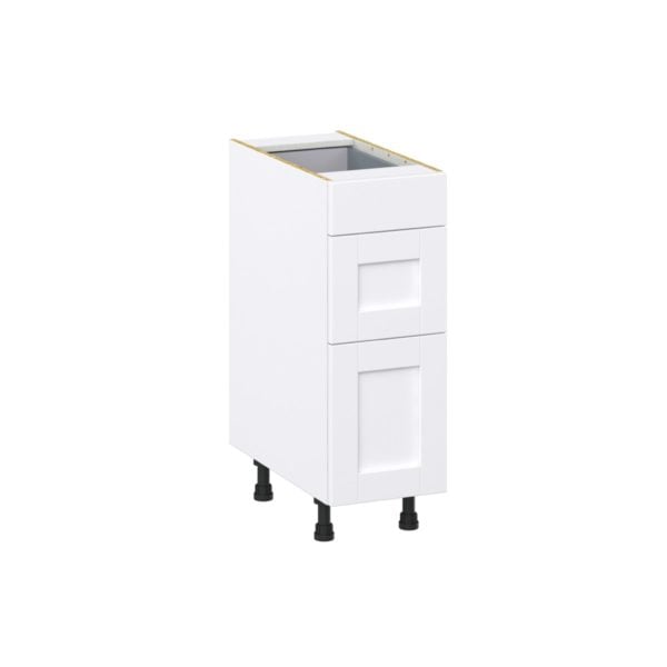 Dahlia Bright White  Shaker Assembled Base Cabinet with 3 Drawers (12 in. W X 34.5 in. H X 24 in. D)