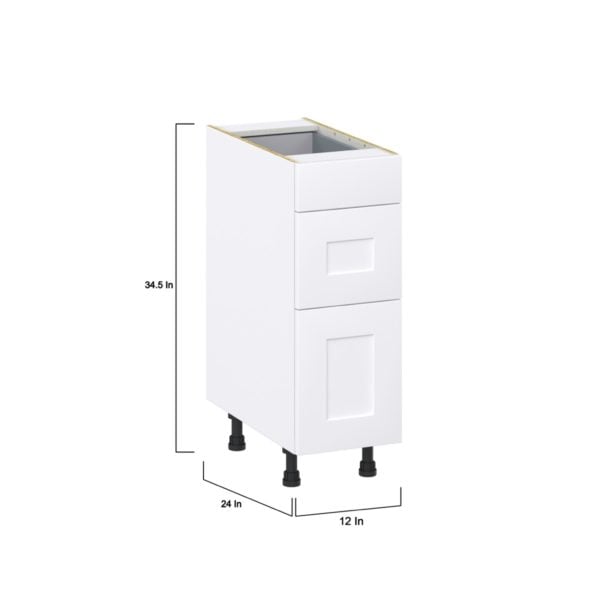 Jasmine Painted Warm White  Shaker Assembled Base Cabinet with 3 Drawers (12 in. W X 34.5 in. H X 24 in. D)