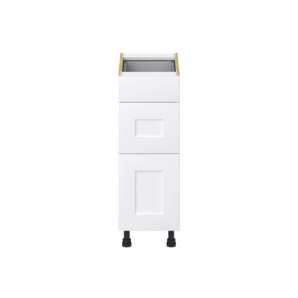 Jasmine Painted Warm White  Shaker Assembled Base Cabinet with 3 Drawers (12 in. W X 34.5 in. H X 24 in. D)