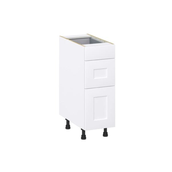 Jasmine Painted Warm White  Shaker Assembled Base Cabinet with 3 Drawers (12 in. W X 34.5 in. H X 24 in. D)