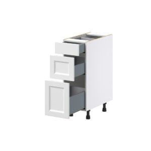 Magnolia Painted Bright White Recessed Assembled Base Cabinet with 3 Drawers (12 in. W X 34.5 in. H X 24 in. D)