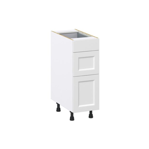 Magnolia Painted Bright White Recessed Assembled Base Cabinet with 3 Drawers (12 in. W X 34.5 in. H X 24 in. D)