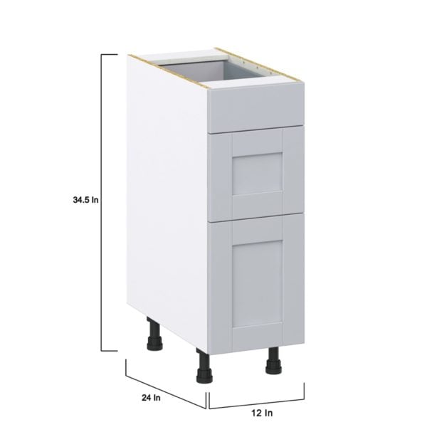 Sea Holly Light Gray  Shaker Assembled Base Cabinet with 3 Drawers (12 in. W X 34.5 in. H X 24 in. D)