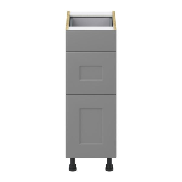 Willow Painted Slate Gray  Shaker Assembled Base Cabinet with 3 Drawers (12 in. W X 34.5 in. H X 24 in. D)