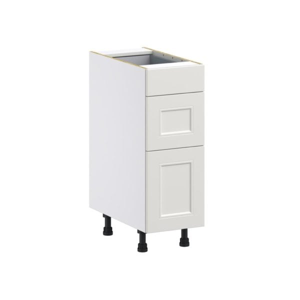 Wisteria Painted Light Gray Recessed Assembled Base Cabinet with 3 Drawers (12 in. W X 34.5 in. H X 24 in. D)