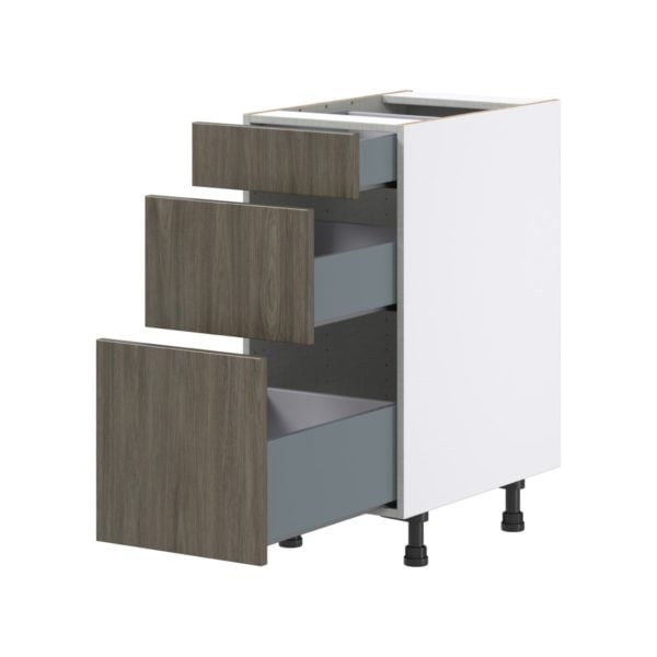 Cordyline Textured Slab Walnut Assembled Base Cabinet with 3 Drawers (15 in. W x 34.5 in. H x 24 in. D)