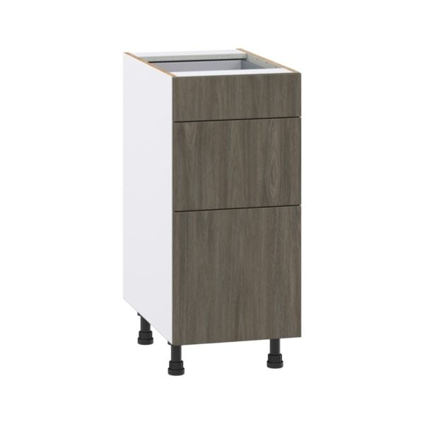 Cordyline Textured Slab Walnut Assembled Base Cabinet with 3 Drawers (15 in. W x 34.5 in. H x 24 in. D)