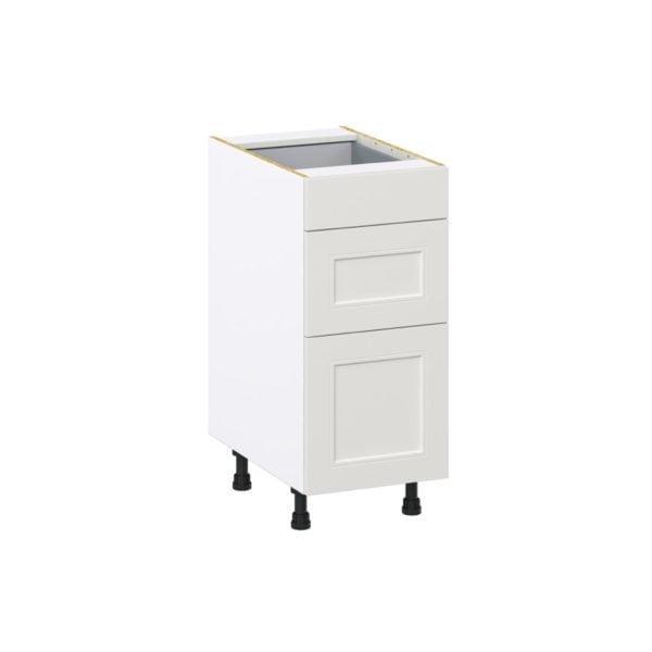 Wisteria Painted Light Gray Recessed Assembled Base Cabinet with 3 Drawers (15 in. W x 34.5 in. H x 24 in. D)