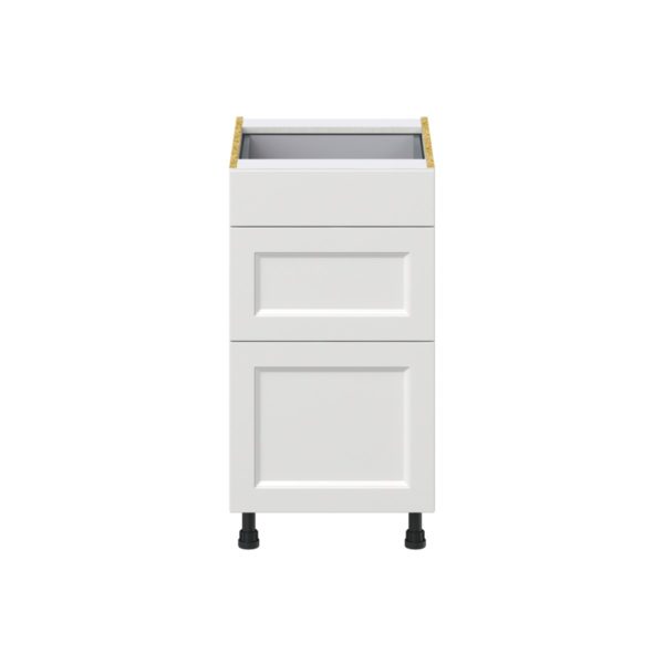 Magnolia Painted Bright White Recessed Assembled Base Cabinet with 3 Drawers (18 in. W x 34.5 in. H x 24 in. D)