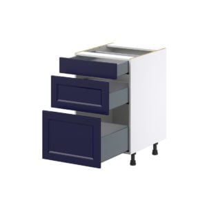 Camellia Painted Midnight Blue Recessed Assembled Base Cabinet with 3 Drawers (21 in. W X 34.5 in. H X 24 in. D)