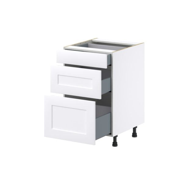 Jasmine Painted Warm White  Shaker Assembled Base Cabinet with 3 Drawers (21 in. W X 34.5 in. H X 24 in. D)