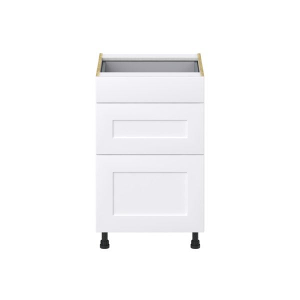 Jasmine Painted Warm White  Shaker Assembled Base Cabinet with 3 Drawers (21 in. W X 34.5 in. H X 24 in. D)