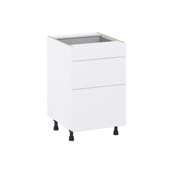 Lily Bright White  Slab Assembled Base Cabinet with 3 Drawers (21 in. W X 34.5 in. H X 24 in. D)