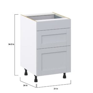 Sea Holly Light Gray  Shaker Assembled Base Cabinet with 3 Drawers (21 in. W X 34.5 in. H X 24 in. D)