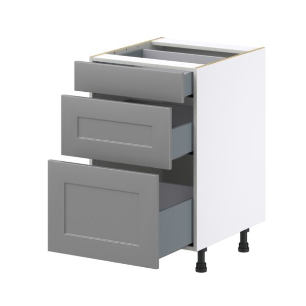 Willow Painted Slate Gray  Shaker Assembled Base Cabinet with 3 Drawers (21 in. W X 34.5 in. H X 24 in. D)