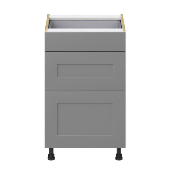 Willow Painted Slate Gray  Shaker Assembled Base Cabinet with 3 Drawers (21 in. W X 34.5 in. H X 24 in. D)