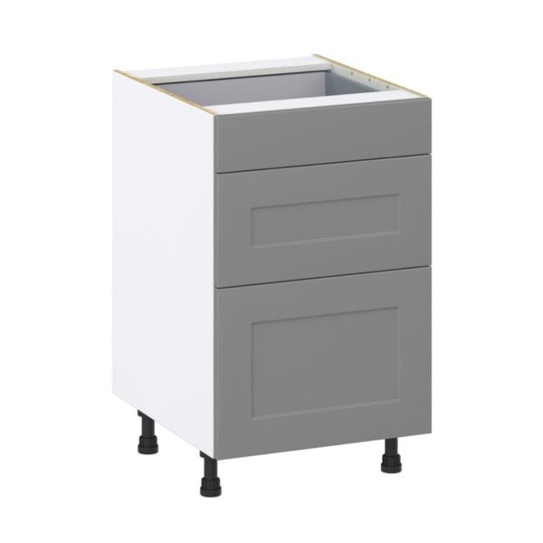 Willow Painted Slate Gray  Shaker Assembled Base Cabinet with 3 Drawers (21 in. W X 34.5 in. H X 24 in. D)