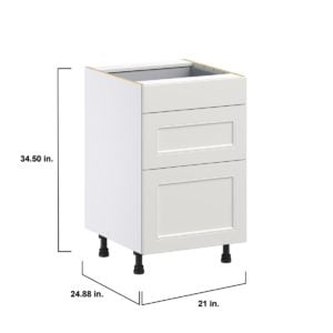 Wisteria Painted Light Gray Recessed Assembled Base Cabinet with 3 Drawers (21 in. W X 34.5 in. H X 24 in. D)