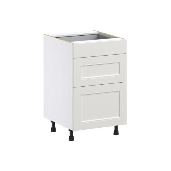 Wisteria Painted Light Gray Recessed Assembled Base Cabinet with 3 Drawers (21 in. W X 34.5 in. H X 24 in. D)