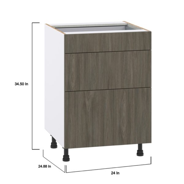 Cordyline Textured Slab Walnut Assembled Base Cabinet with 3 Drawers (24 in. W x 34.5 in. H x 24 in. D)