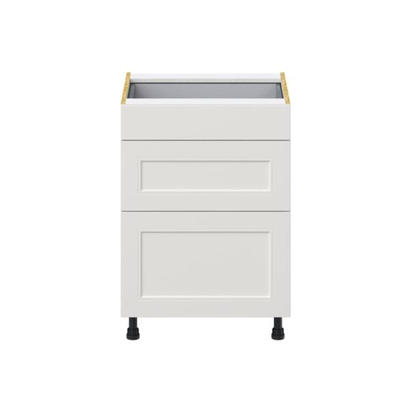 Wisteria Painted Light Gray Recessed Assembled Base Cabinet with 3 Drawers (24 in. W x 34.5 in. H x 24 in. D)